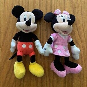 Disney Plush Mickey & Minnie Mouse Stuffed Animal 10”
